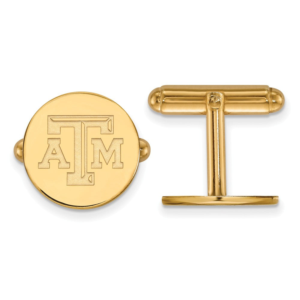 14k Yellow Gold Texas A&M University Cuff Links, Item M9019 by The Black Bow Jewelry Co.