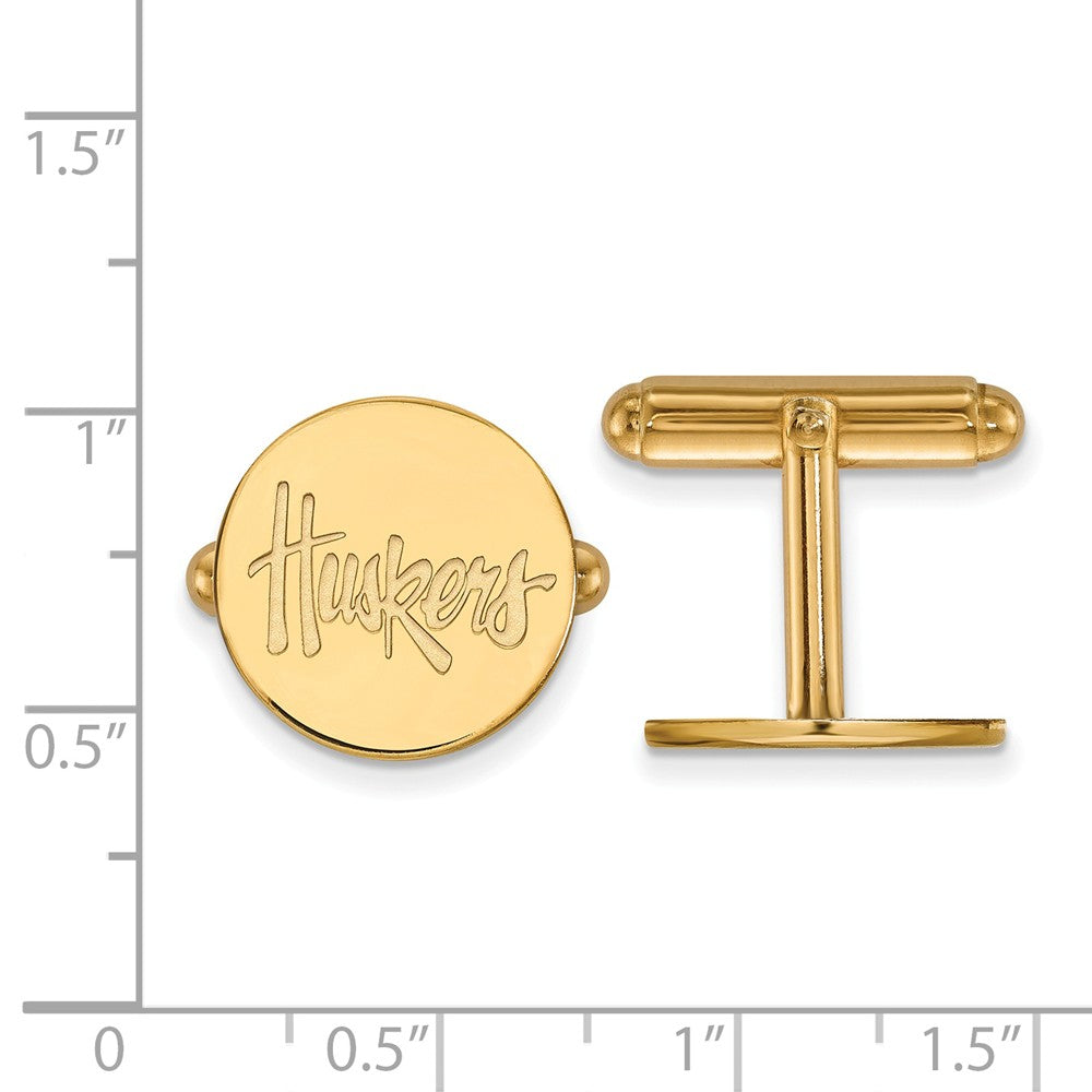 Alternate view of the 14k Yellow Gold University of Nebraska &#39;Huskers&#39; Cuff Links by The Black Bow Jewelry Co.