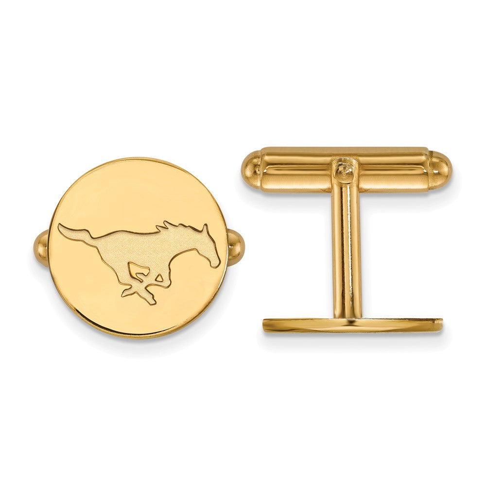 14k Gold Plated Silver Southern Methodist University Cuff Links, Item M9046 by The Black Bow Jewelry Co.