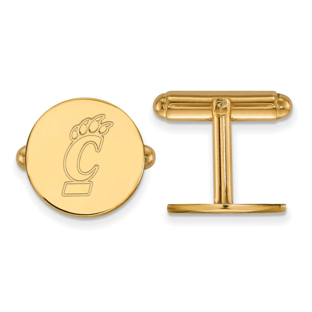 14k Gold Plated Silver University of Cincinnati Cuff Links, Item M9051 by The Black Bow Jewelry Co.