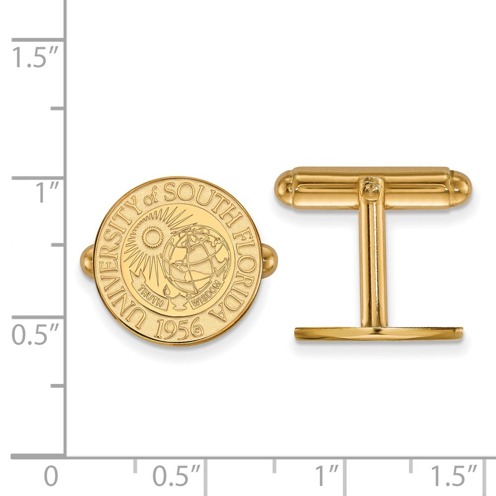Alternate view of the 14k Gold Plated Silver Univ. of South Florida Crest Cuff Links by The Black Bow Jewelry Co.