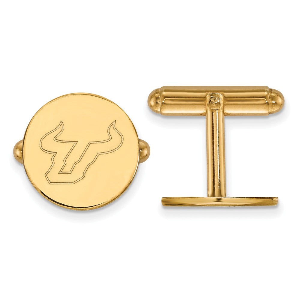14k Gold Plated Silver University of South Florida Cuff Links, Item M9119 by The Black Bow Jewelry Co.