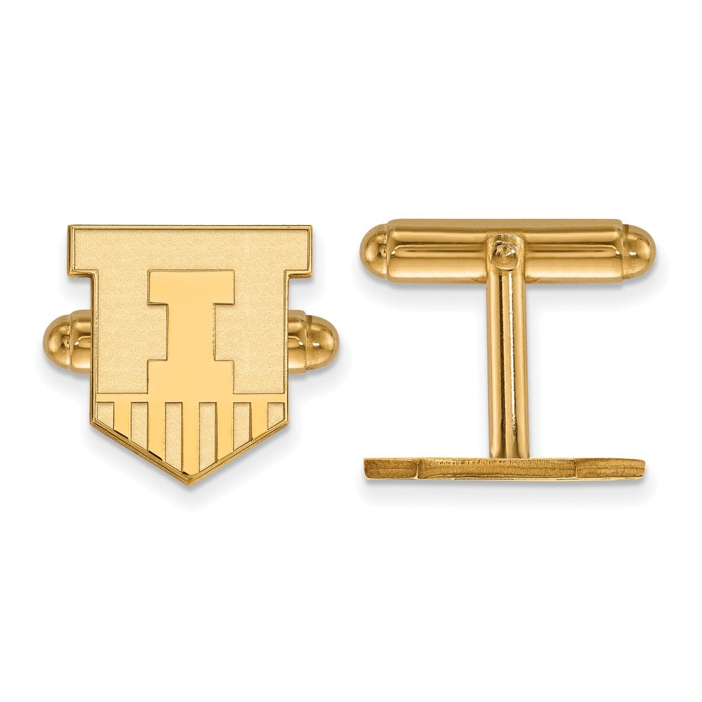14k Gold Plated Silver University of Illinois Cuff Links, Item M9148 by The Black Bow Jewelry Co.