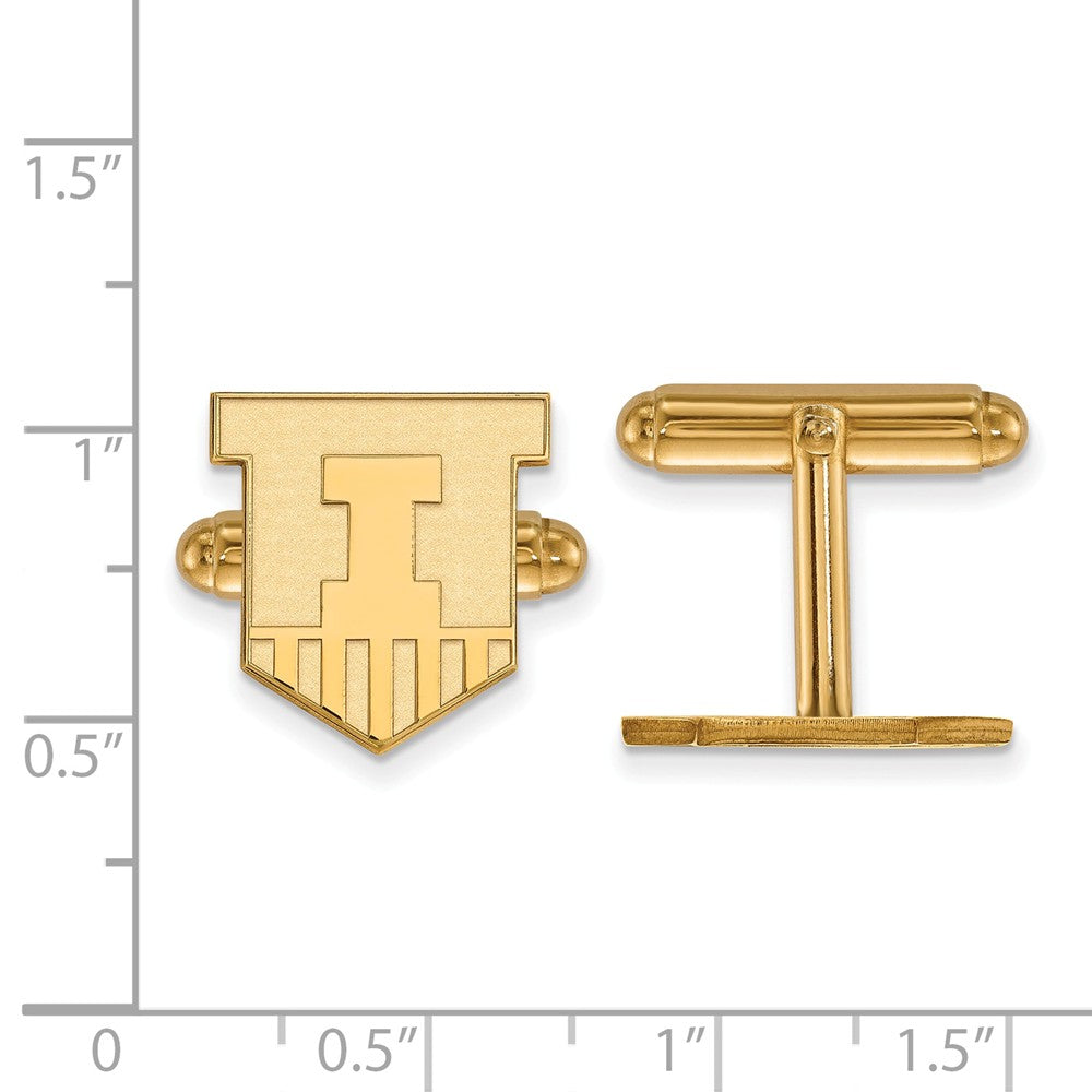 Alternate view of the 14k Gold Plated Silver University of Illinois Cuff Links by The Black Bow Jewelry Co.
