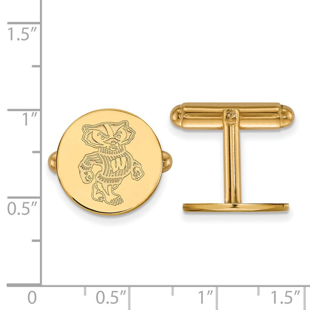 Alternate view of the 14k Gold Plated Silver University of Wisconsin Cuff Links by The Black Bow Jewelry Co.