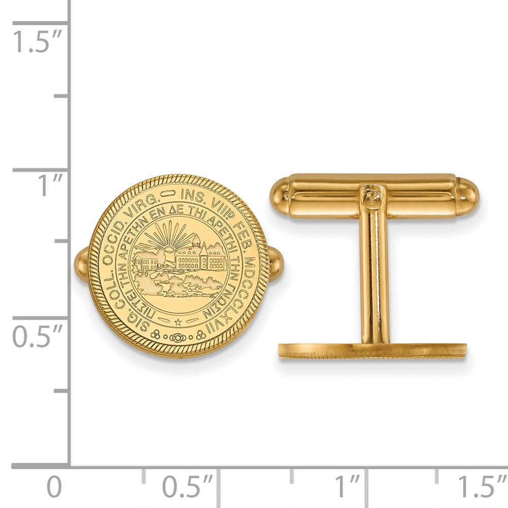 Alternate view of the 14k Gold Plated Silver West Virginia University Crest Cuff Links by The Black Bow Jewelry Co.