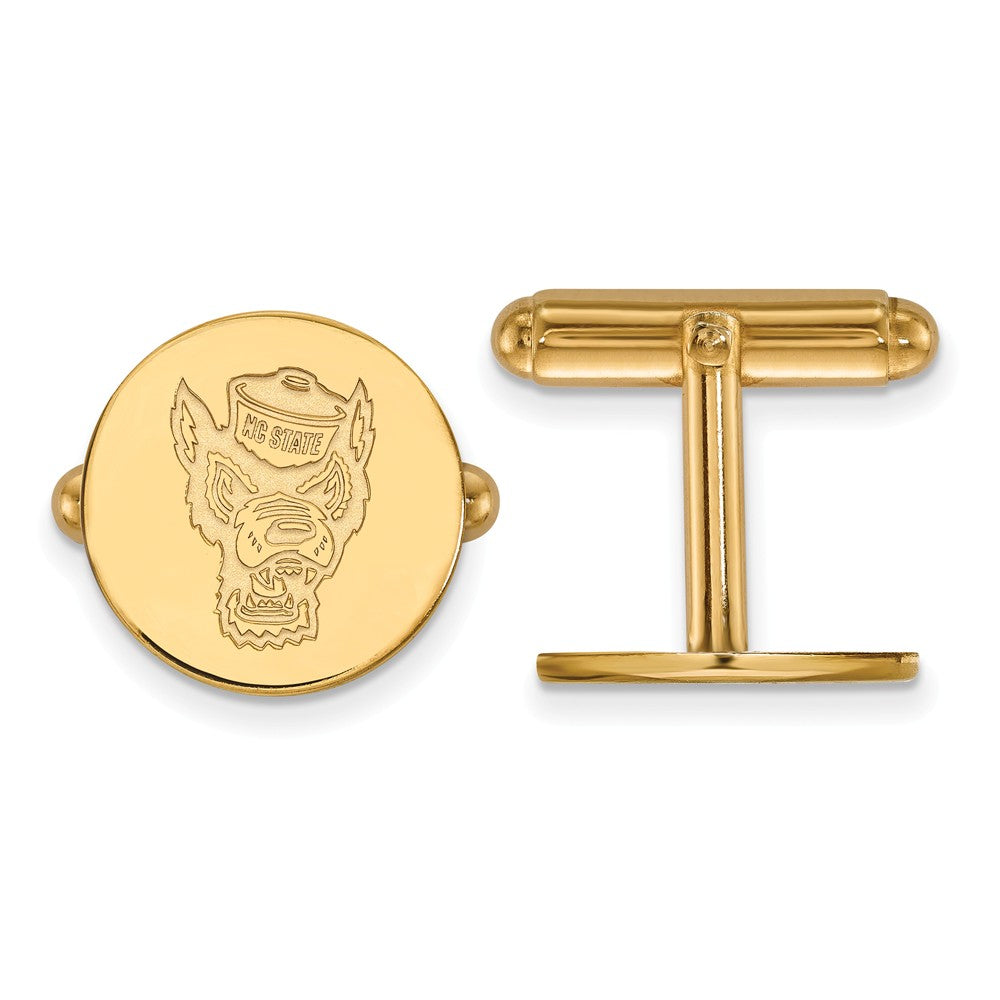 14k Gold Plated Silver North Carolina State University Cuff Links, Item M9157 by The Black Bow Jewelry Co.
