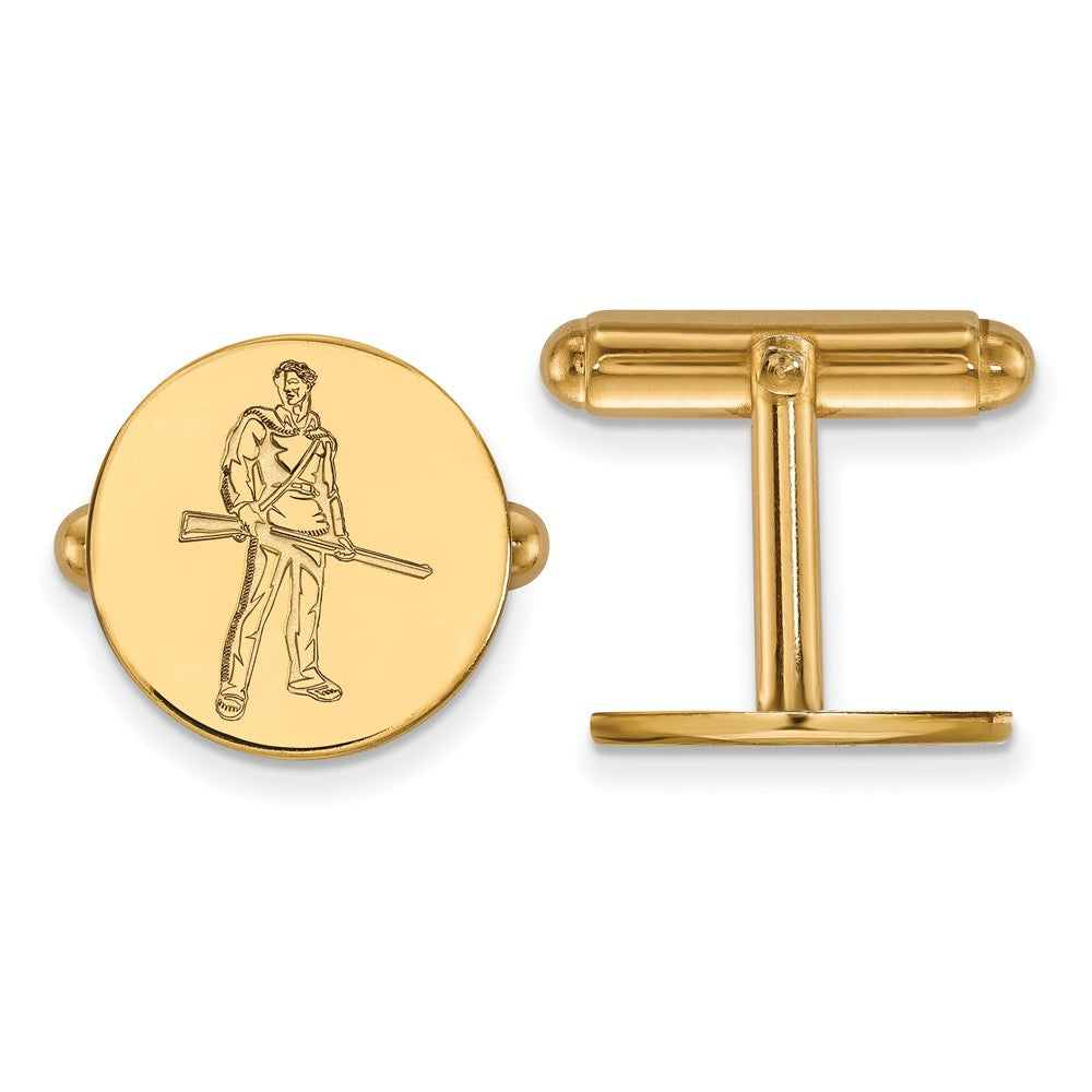 14k Gold Plated Silver West Virginia University Cuff Links, Item M9162 by The Black Bow Jewelry Co.