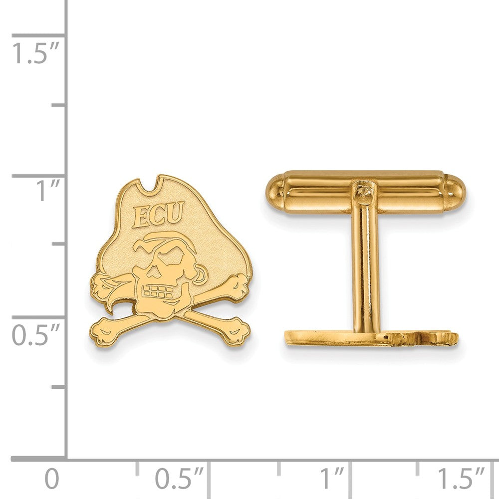 Alternate view of the 14k Gold Plated Silver East Carolina University Cuff Links by The Black Bow Jewelry Co.