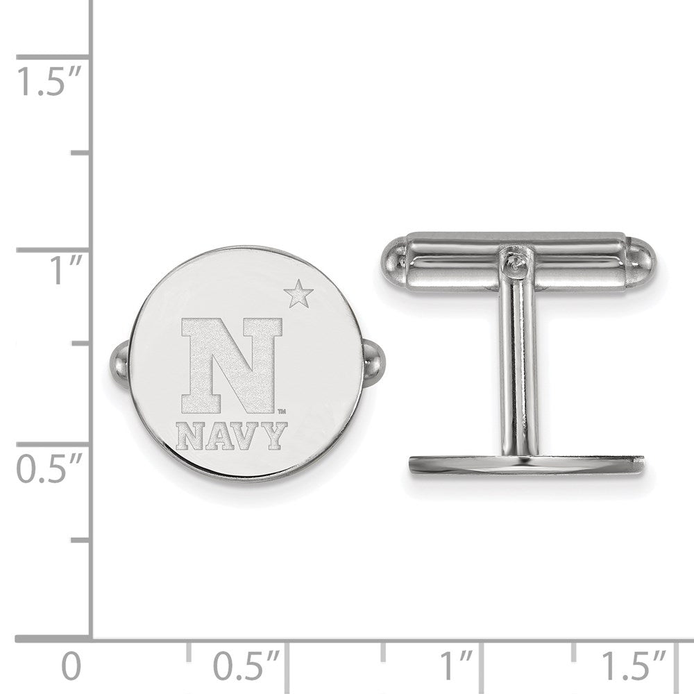 Alternate view of the Sterling Silver U.S. Naval Academy Logo Cuff Links by The Black Bow Jewelry Co.