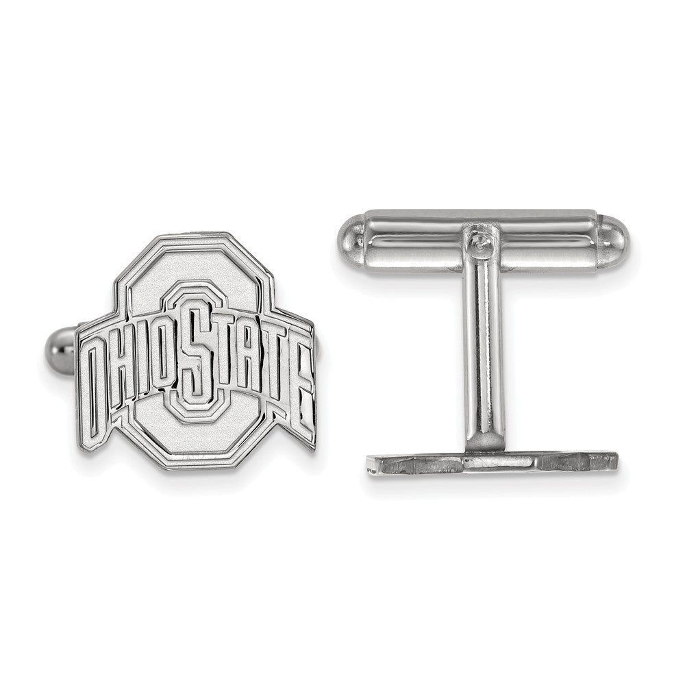 Sterling Silver Ohio State University Cuff Links, Item M9246 by The Black Bow Jewelry Co.