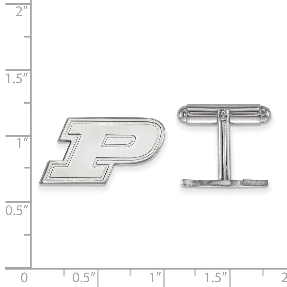 Alternate view of the Sterling Silver Purdue Initial P Cuff Links by The Black Bow Jewelry Co.