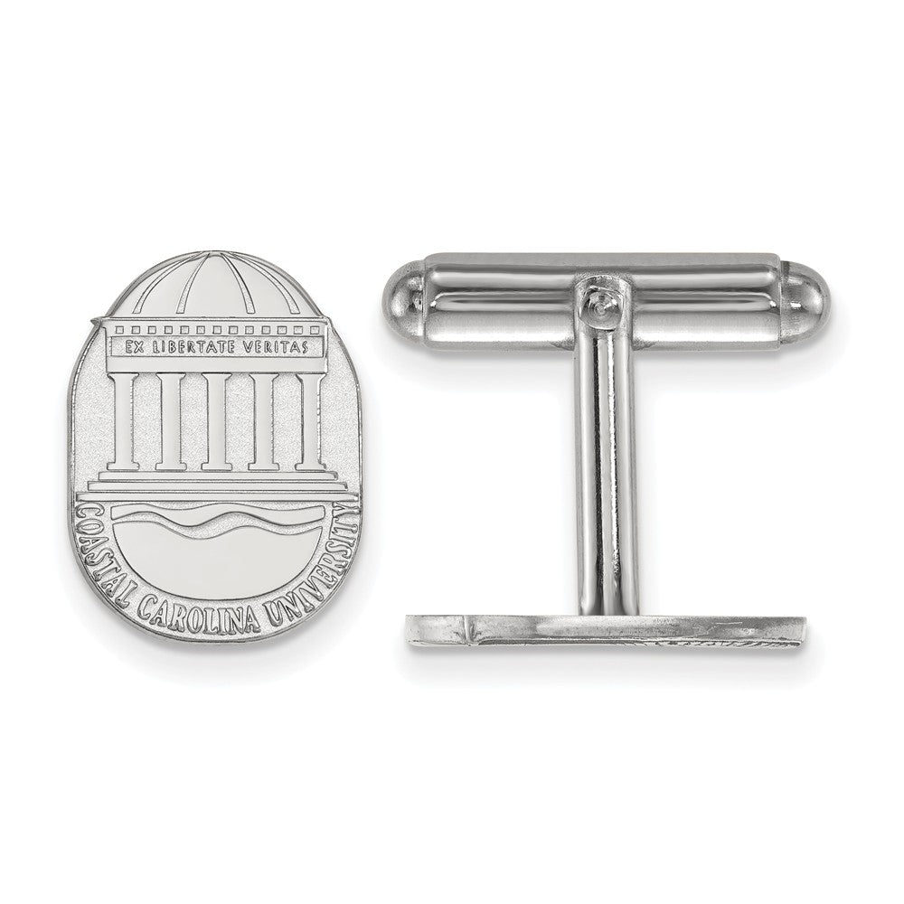 Sterling Silver Coastal Carolina University Crest Cuff Links, Item M9276 by The Black Bow Jewelry Co.
