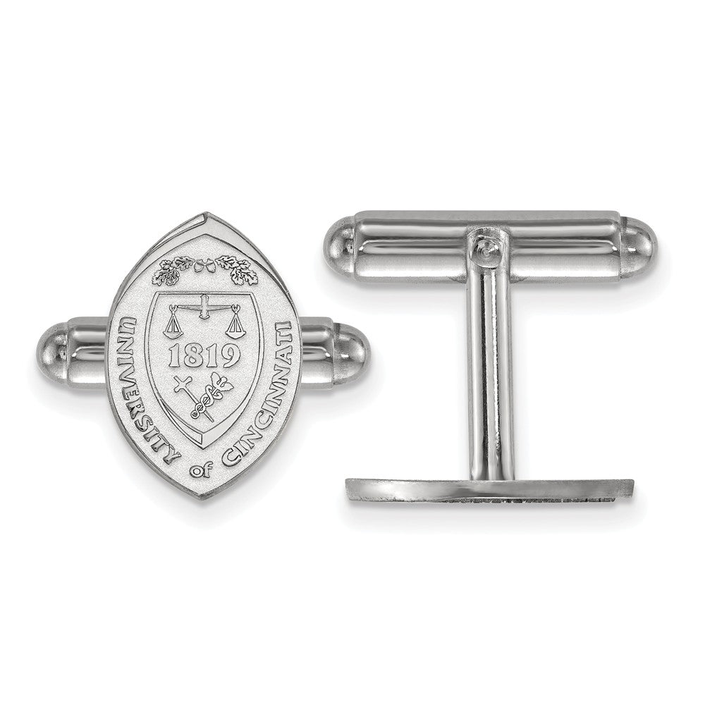 Sterling Silver University of Cincinnati Crest Cuff Links, Item M9301 by The Black Bow Jewelry Co.