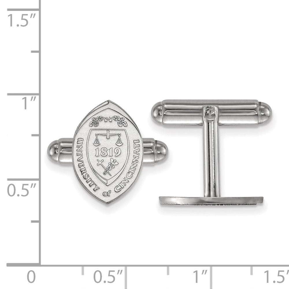 Alternate view of the Sterling Silver University of Cincinnati Crest Cuff Links by The Black Bow Jewelry Co.