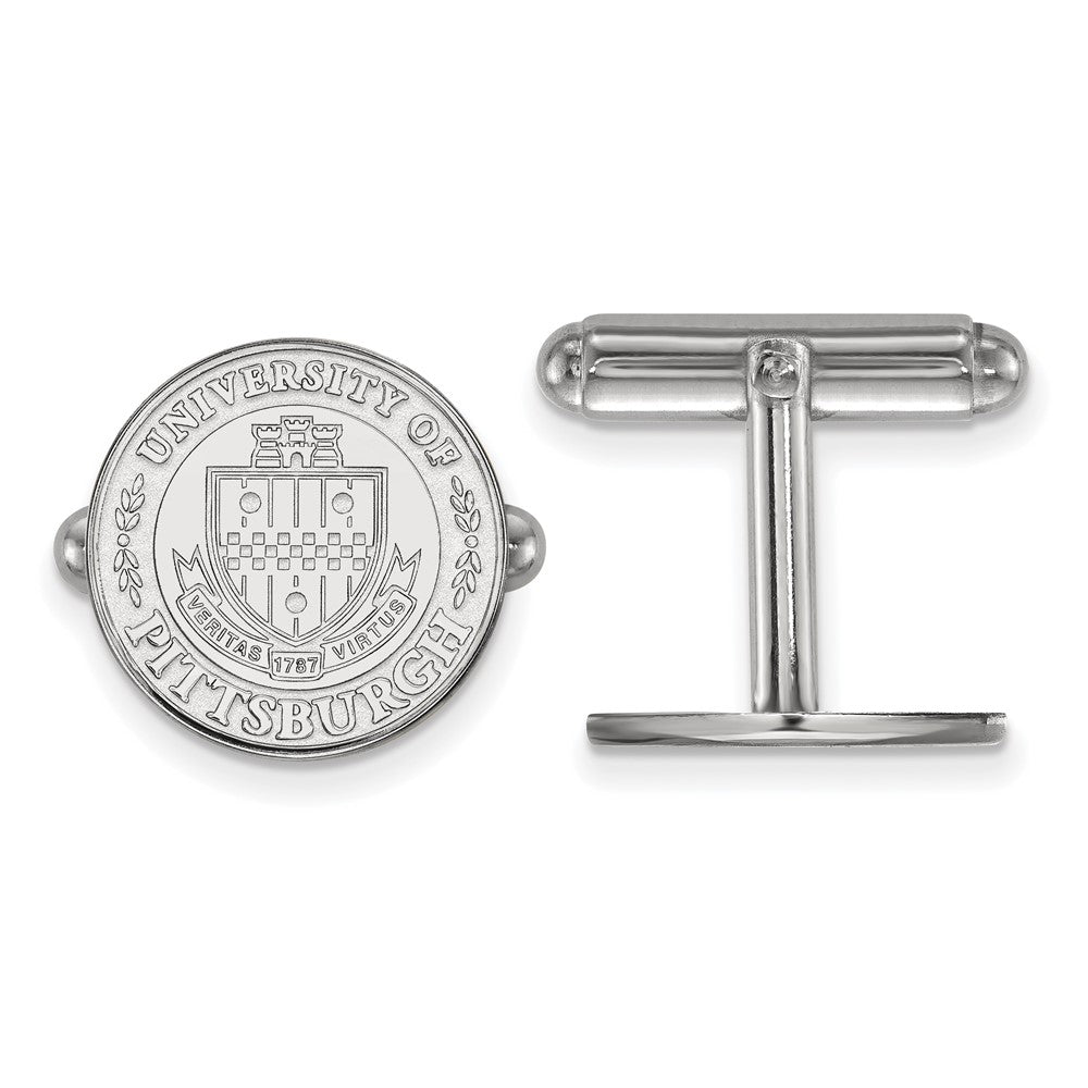 Sterling Silver University of Pittsburgh Crest Cuff Links, Item M9308 by The Black Bow Jewelry Co.