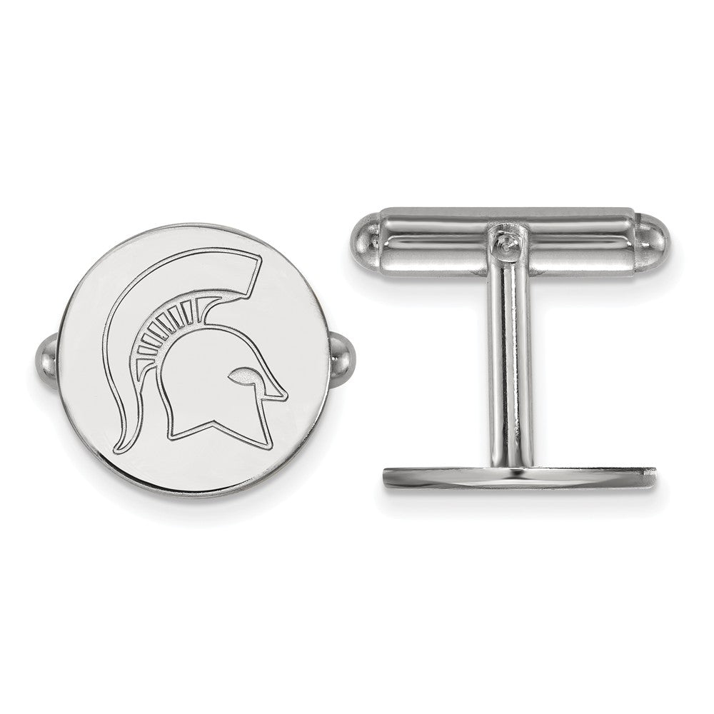 Sterling Silver Michigan State University Mascot Cuff Links, Item M9320 by The Black Bow Jewelry Co.