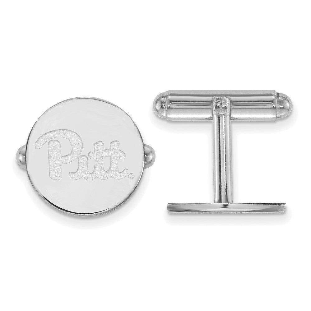 Sterling Silver University of Pittsburgh Cuff Links, Item M9336 by The Black Bow Jewelry Co.