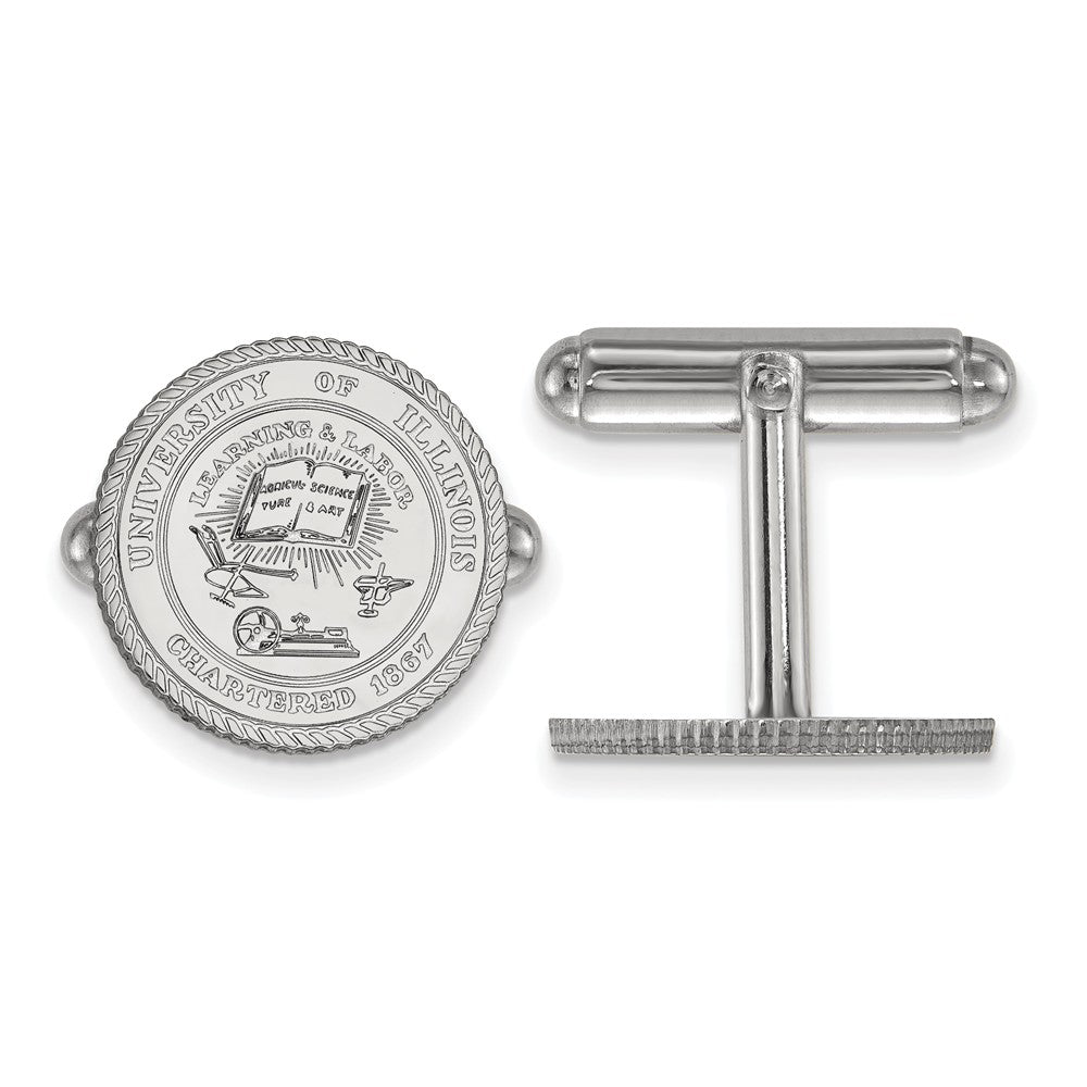 Sterling Silver University of Illinois Crest Cuff Links, Item M9338 by The Black Bow Jewelry Co.
