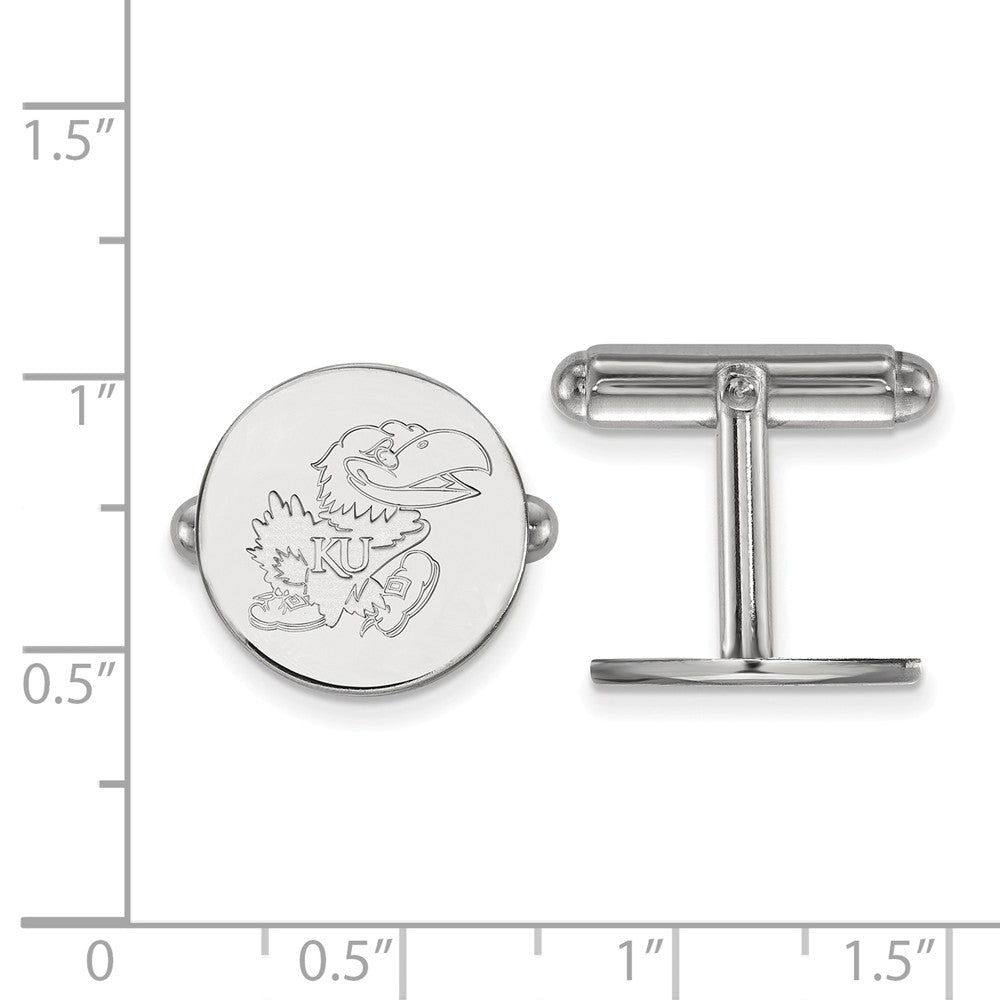 Alternate view of the Sterling Silver University of Kansas Mascot Cuff Links by The Black Bow Jewelry Co.