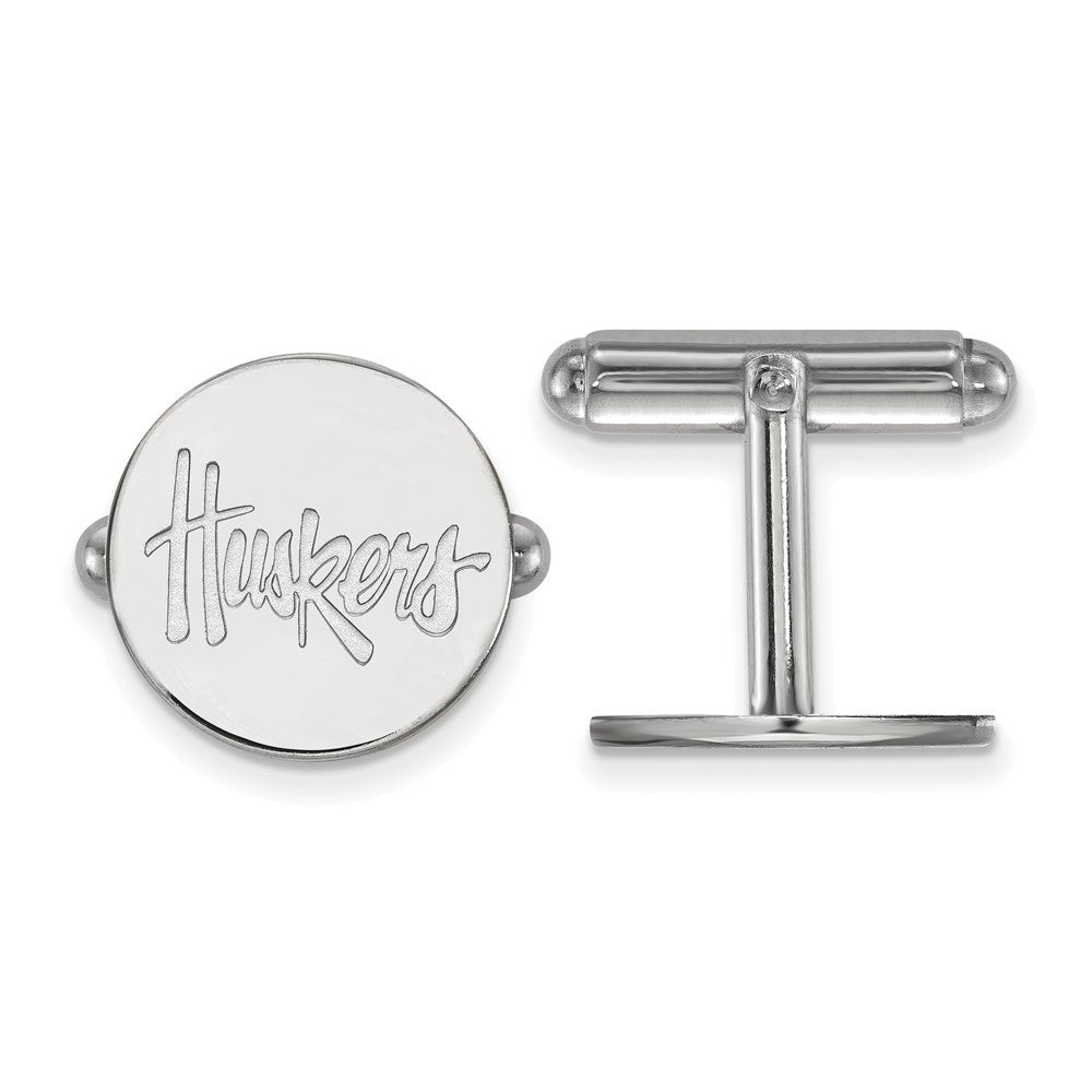 Sterling Silver University of Nebraska &#39;Huskers&#39; Cuff Links, Item M9350 by The Black Bow Jewelry Co.