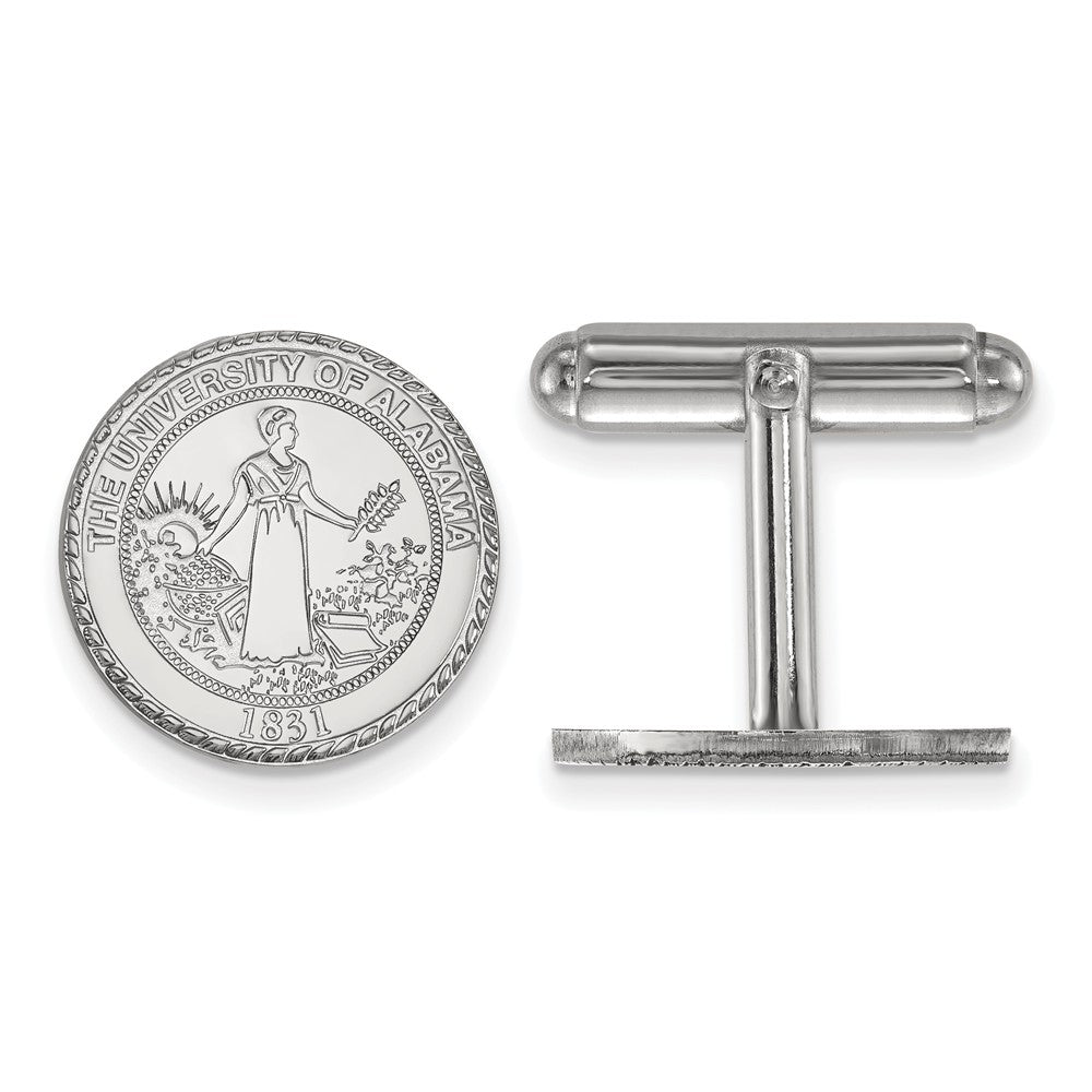 Sterling Silver University of Alabama Crest Cuff Links, Item M9352 by The Black Bow Jewelry Co.