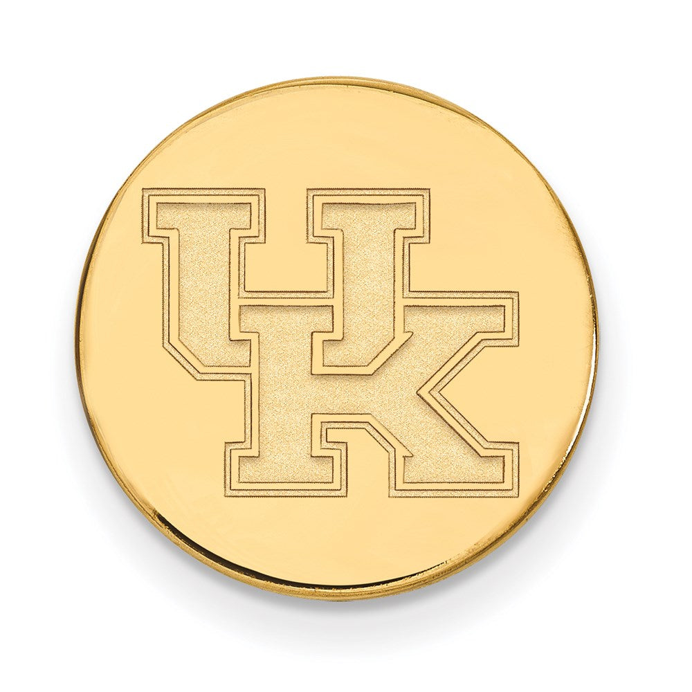 Alternate view of the 14k Gold Plated Silver U of Kentucky Black Leather Logo Key Chain by The Black Bow Jewelry Co.