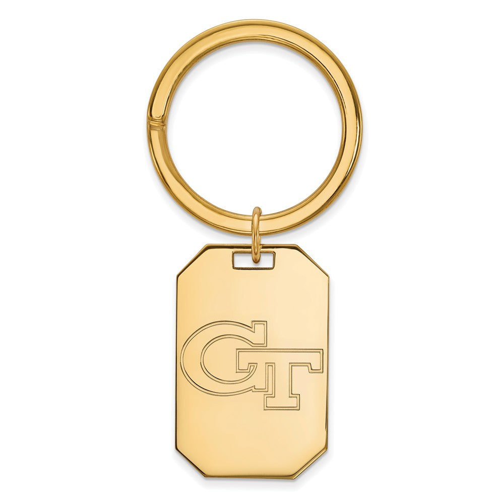 14k Gold Plated Silver Georgia Technology Key Chain, Item M9398 by The Black Bow Jewelry Co.
