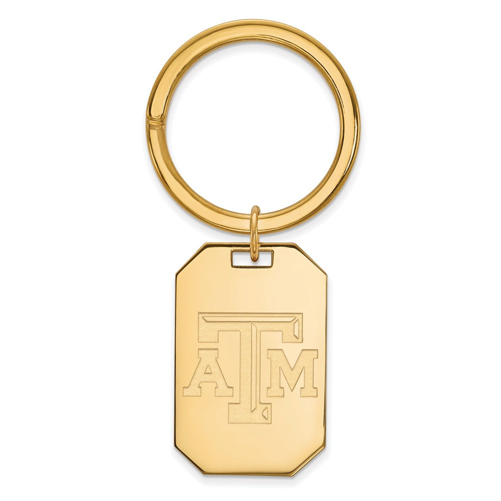 14k Gold Plated Silver Texas A&M U Key Chain, Item M9400 by The Black Bow Jewelry Co.