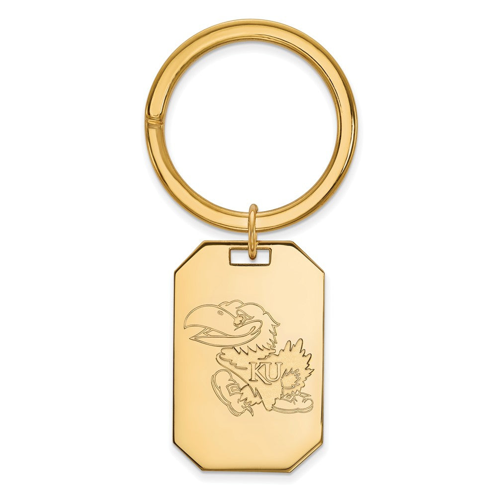 14k Gold Plated Silver U of Kansas Key Chain, Item M9408 by The Black Bow Jewelry Co.