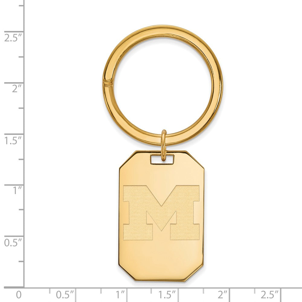 Alternate view of the 14k Gold Plated Silver Michigan (Univ of) Key Chain by The Black Bow Jewelry Co.