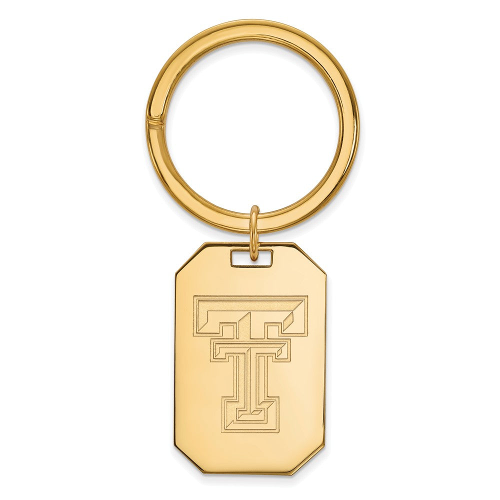 14k Gold Plated Silver Texas Tech U Key Chain, Item M9423 by The Black Bow Jewelry Co.