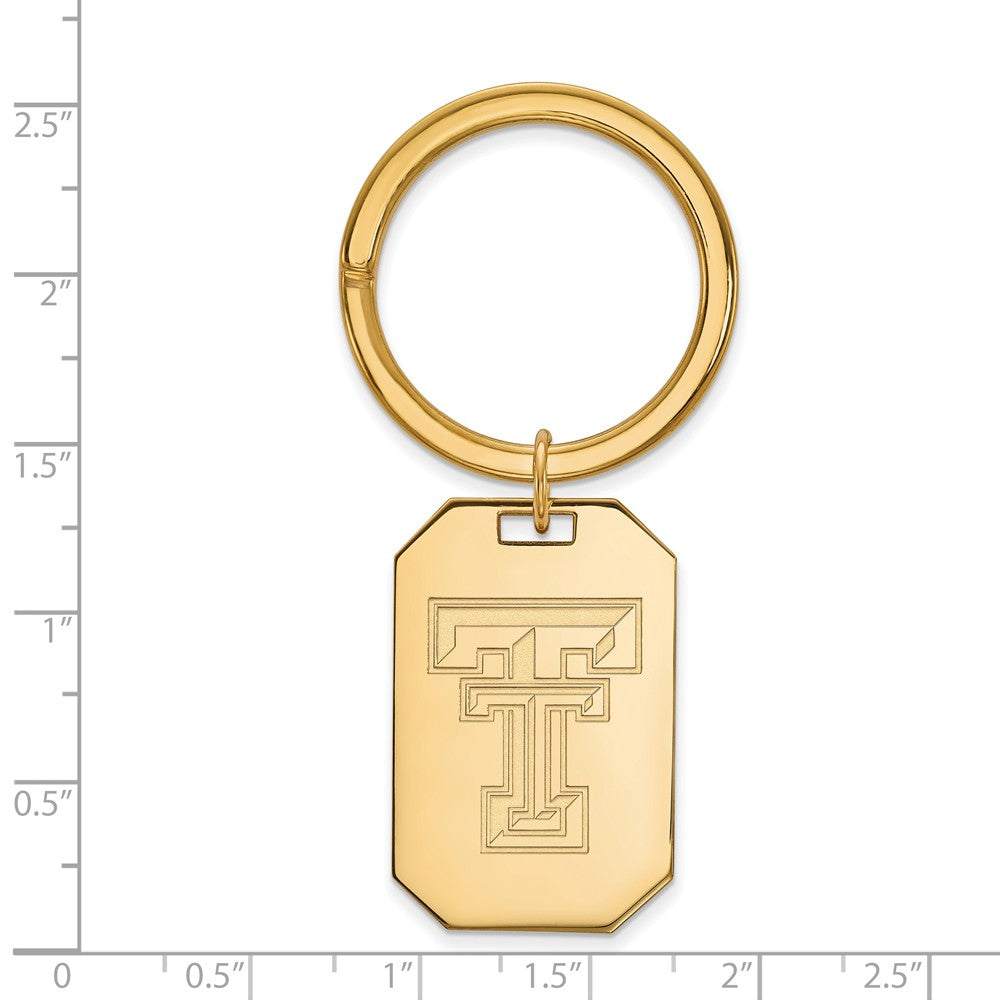 Alternate view of the 14k Gold Plated Silver Texas Tech U Key Chain by The Black Bow Jewelry Co.