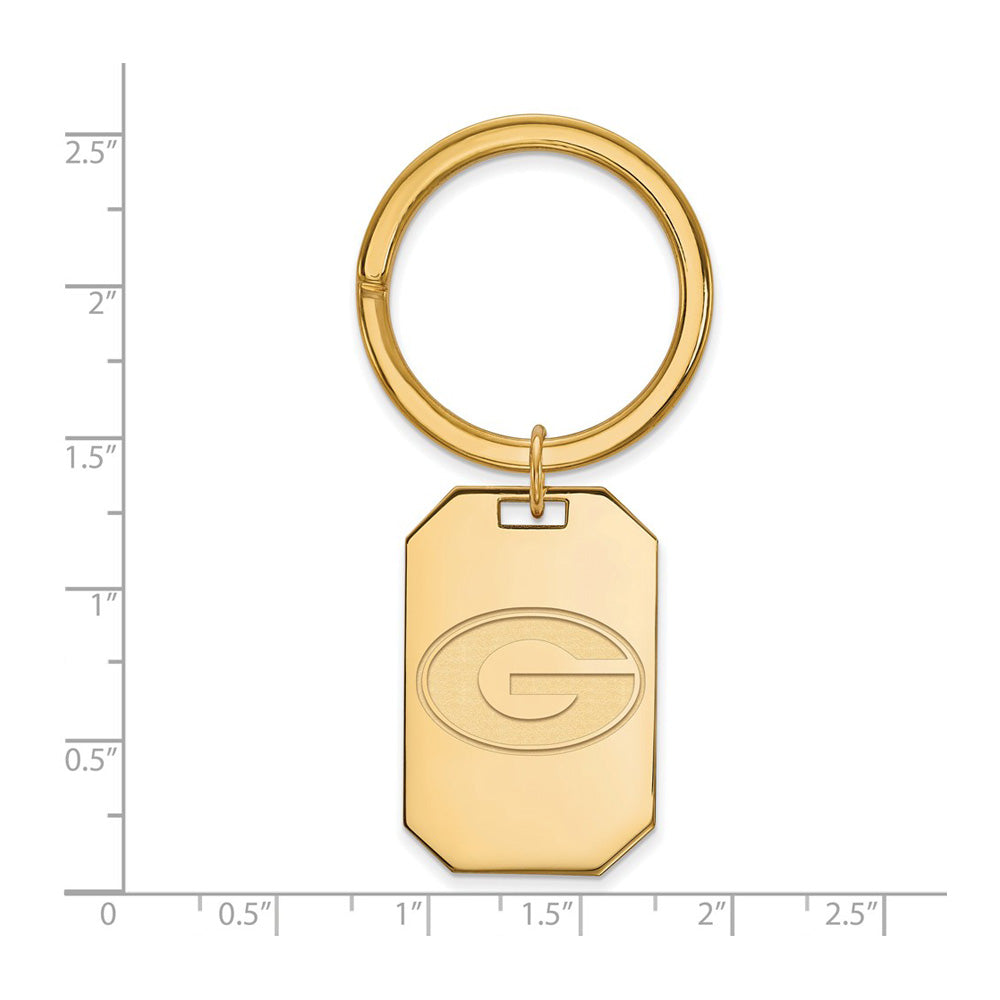 Alternate view of the 14k Gold Plated Silver U of Georgia Key Chain by The Black Bow Jewelry Co.