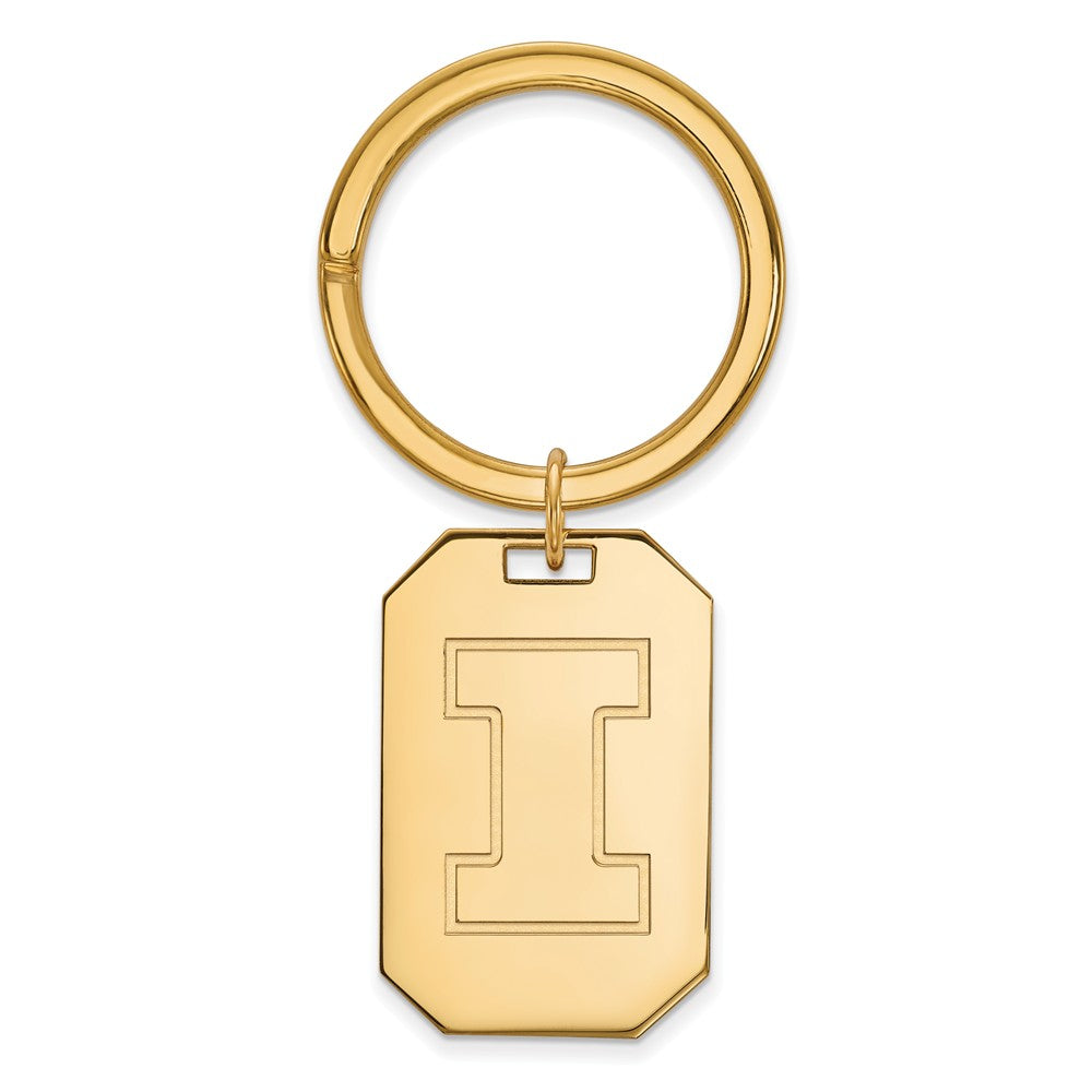 14k Gold Plated Silver U of Illinois Key Chain, Item M9428 by The Black Bow Jewelry Co.
