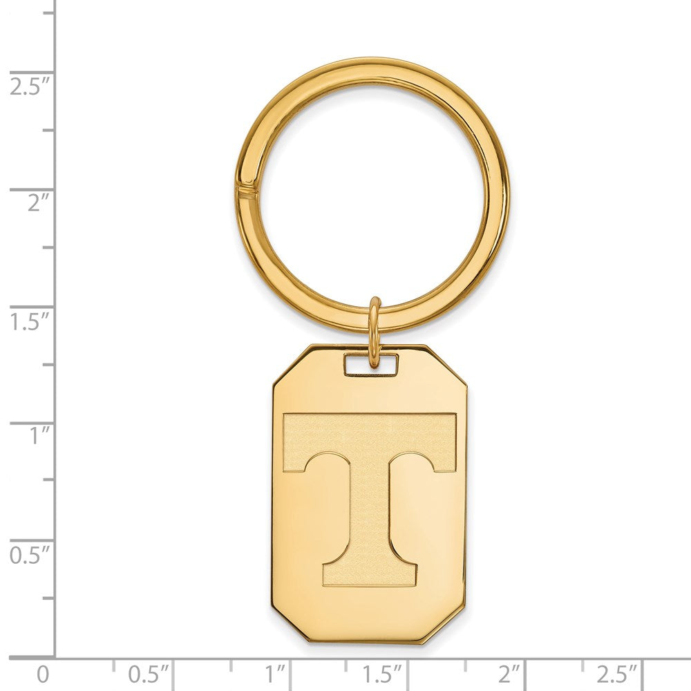 Alternate view of the 14k Gold Plated Silver U of Tennessee Key Chain by The Black Bow Jewelry Co.