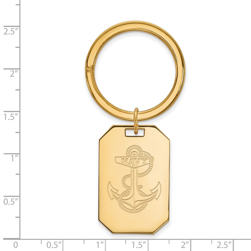 Alternate view of the 14k Gold Plated Silver U.S. Navy Key Chain by The Black Bow Jewelry Co.