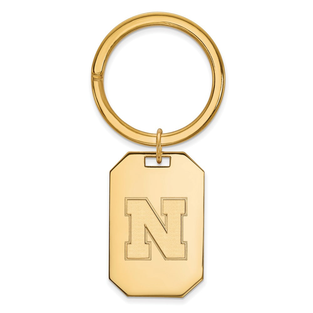 14k Gold Plated Silver U of Nebraska Key Chain, Item M9454 by The Black Bow Jewelry Co.