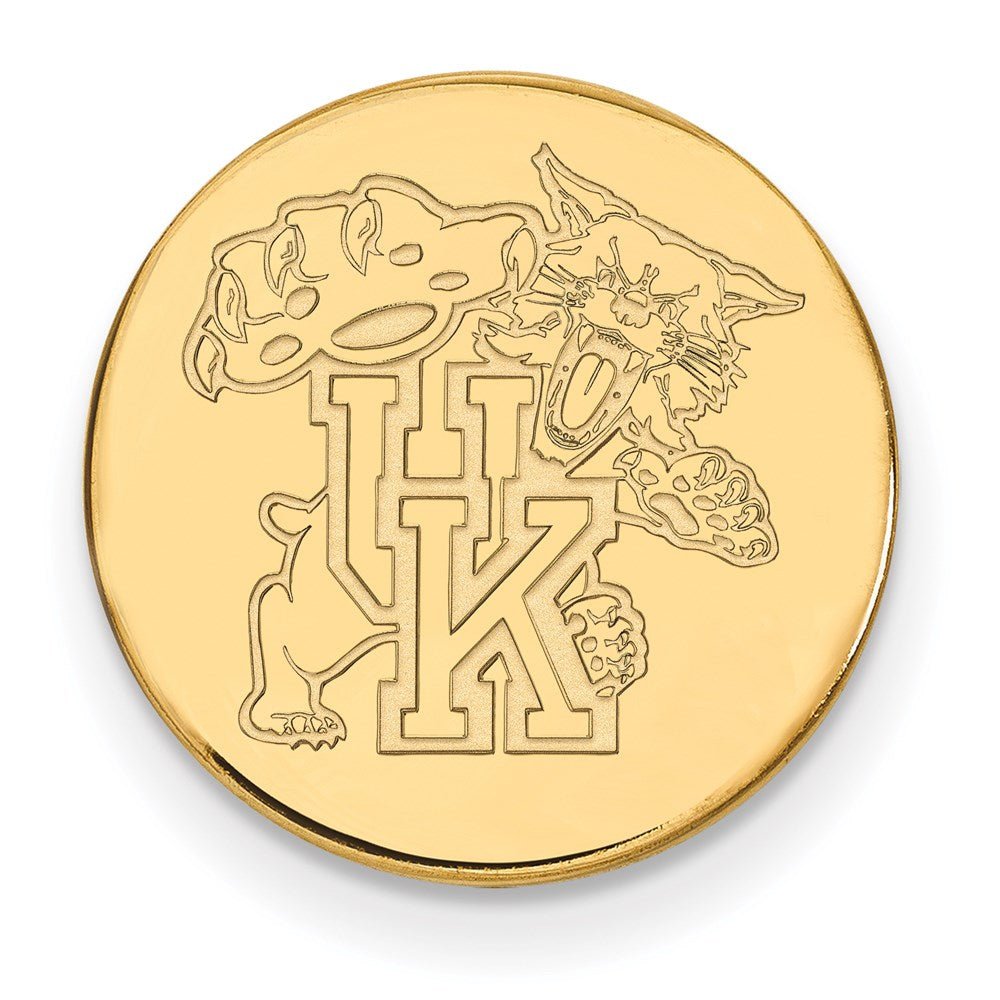 Alternate view of the 14k Gold Plated Silver U of Kentucky Black Leather Key Chain by The Black Bow Jewelry Co.