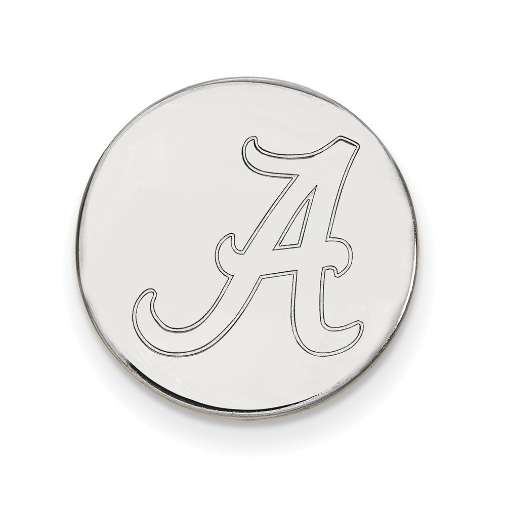 Alternate view of the Sterling Silver U of Alabama Black Leather Logo Key Chain by The Black Bow Jewelry Co.