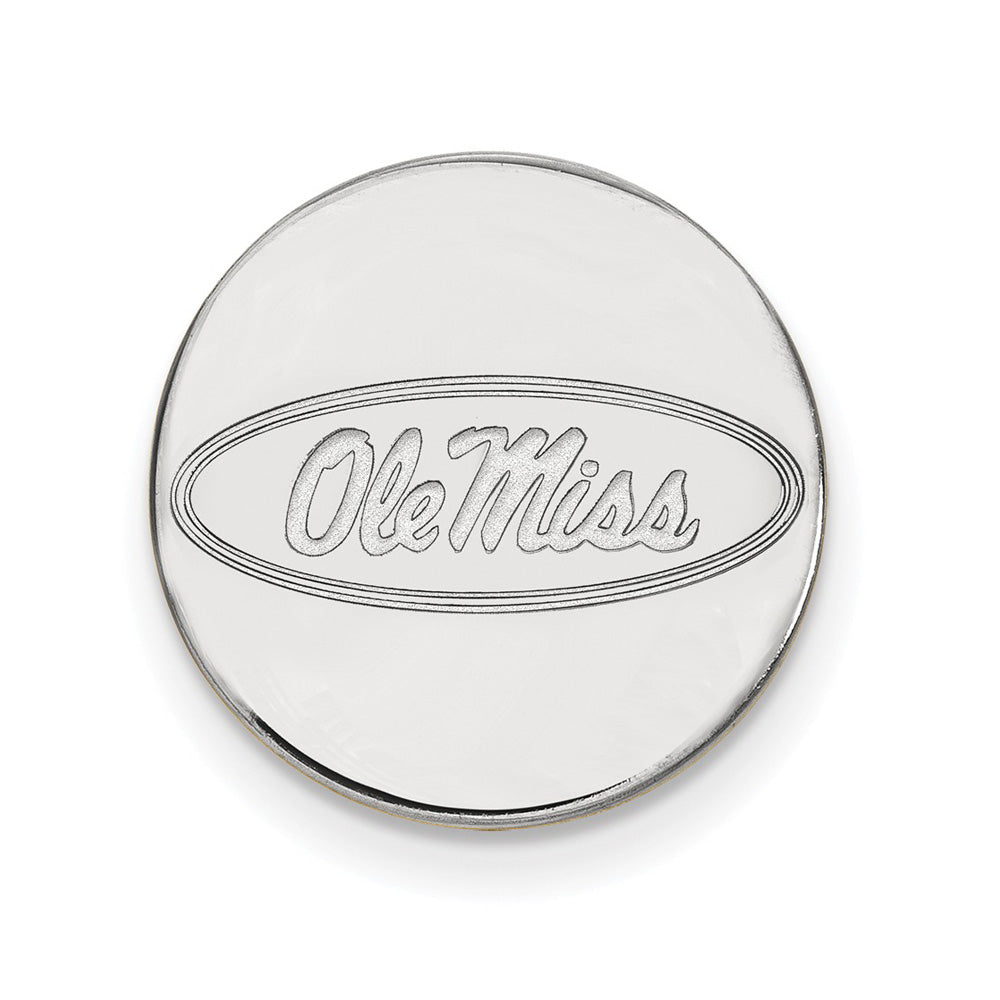 Alternate view of the Sterling Silver U of Mississippi Black Leather Key Chain by The Black Bow Jewelry Co.