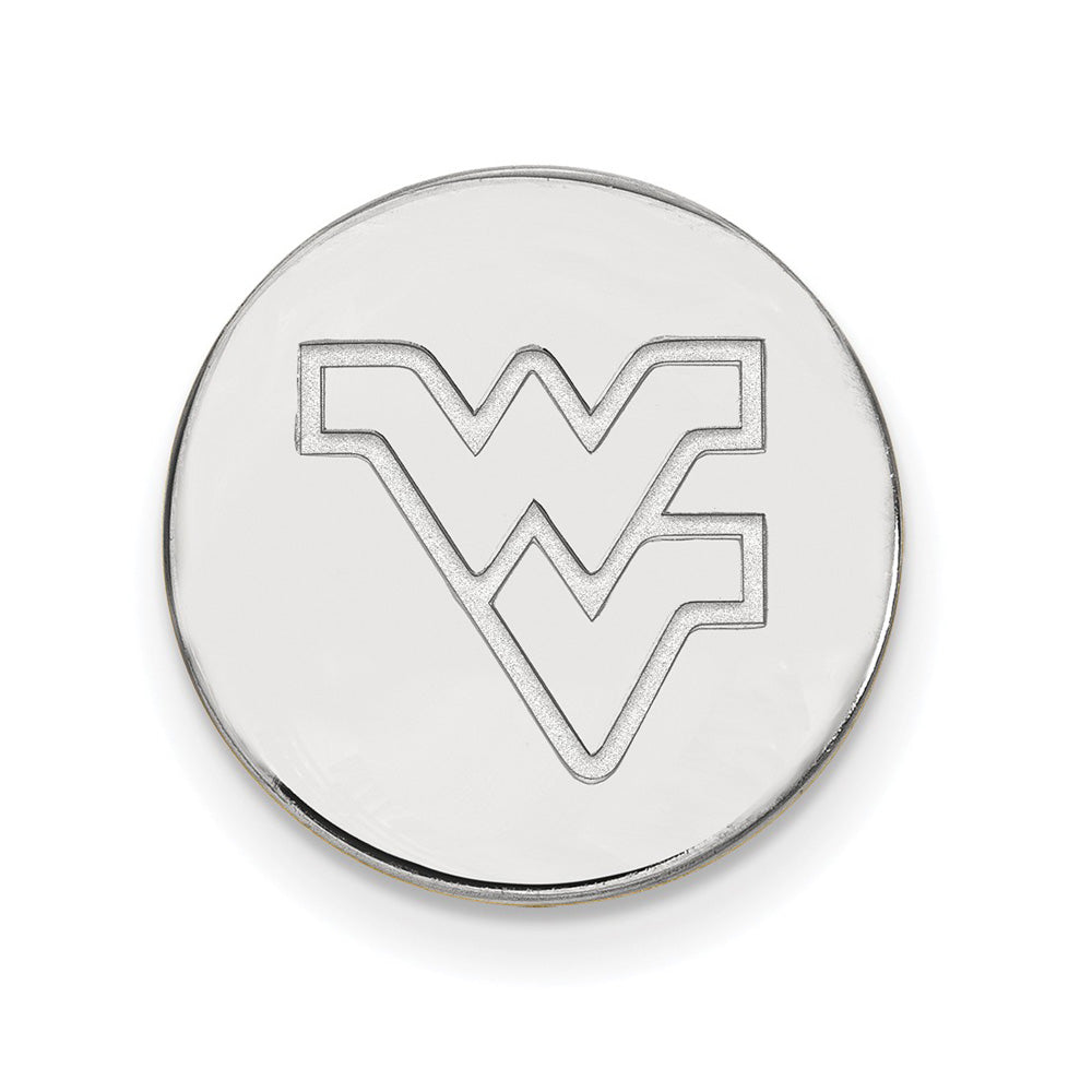 Alternate view of the Sterling Silver West Virginia U Black Leather Logo Key Chain by The Black Bow Jewelry Co.