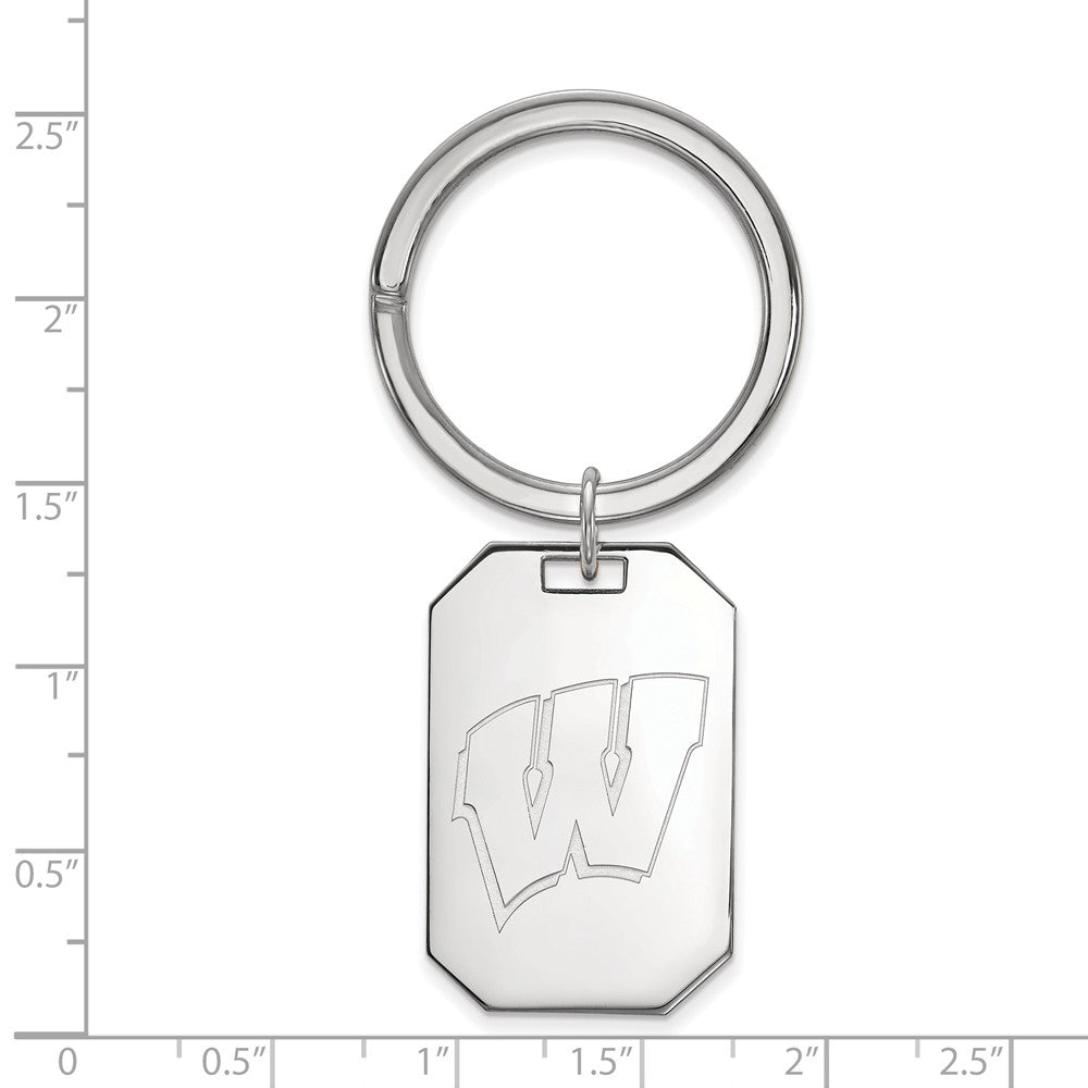 Alternate view of the Sterling Silver U of Wisconsin Key Chain by The Black Bow Jewelry Co.