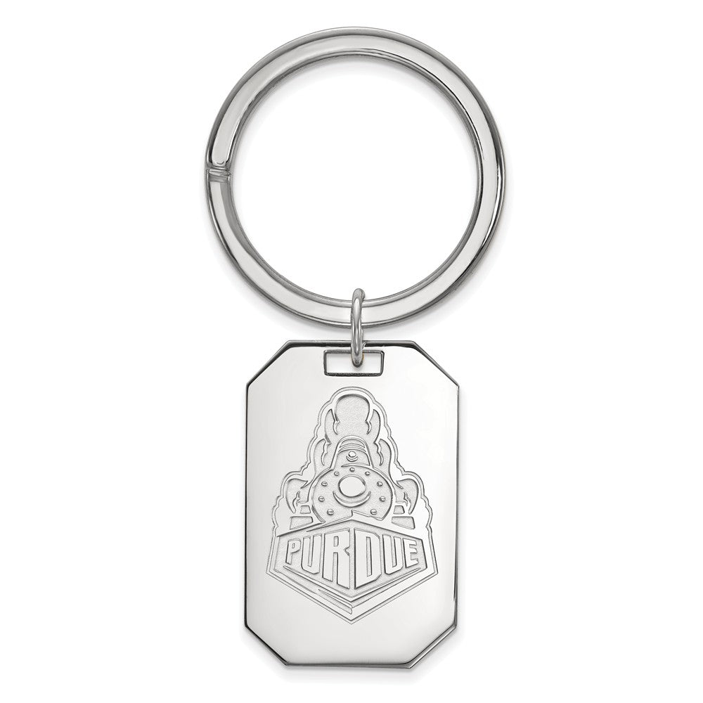 Sterling Silver Purdue Logo Key Chain - Black Bow Jewelry Company