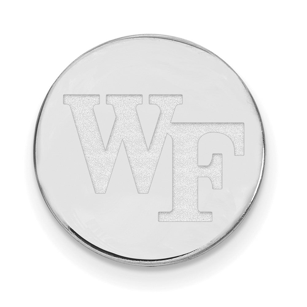 Alternate view of the Sterling Silver Wake Forest University Blk Leather Logo Key Chain by The Black Bow Jewelry Co.