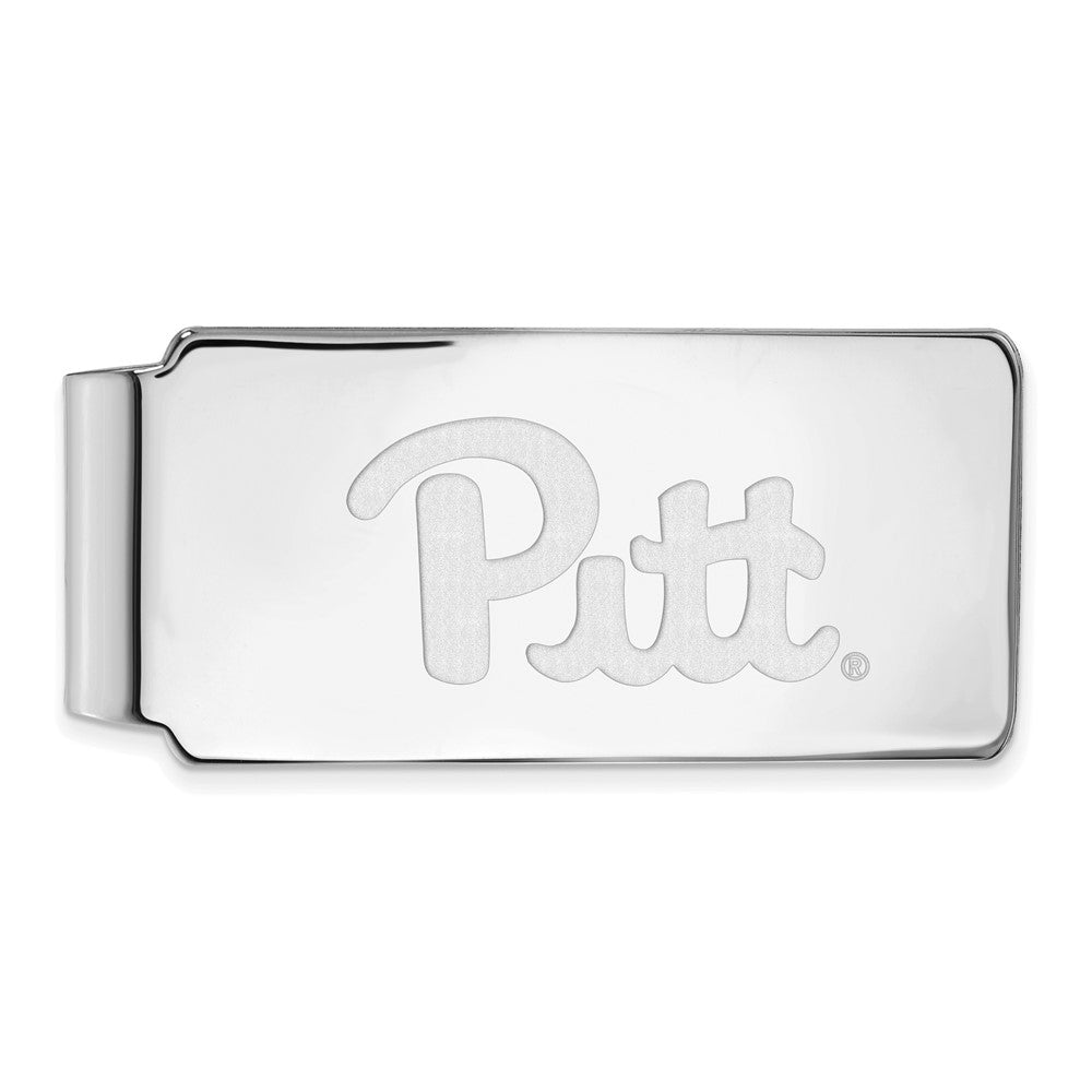 10k White Gold U of Pittsburgh Money Clip, Item M9644 by The Black Bow Jewelry Co.