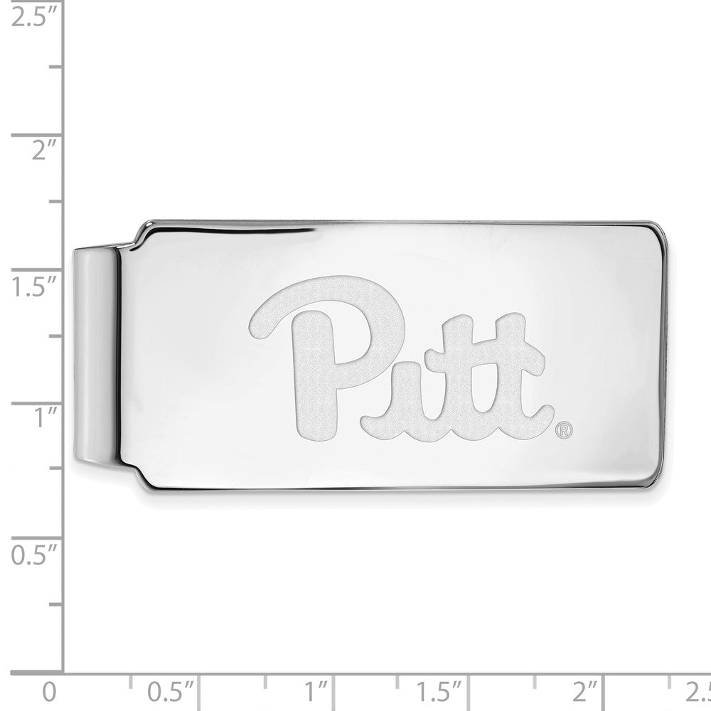 Alternate view of the 10k White Gold U of Pittsburgh Money Clip by The Black Bow Jewelry Co.