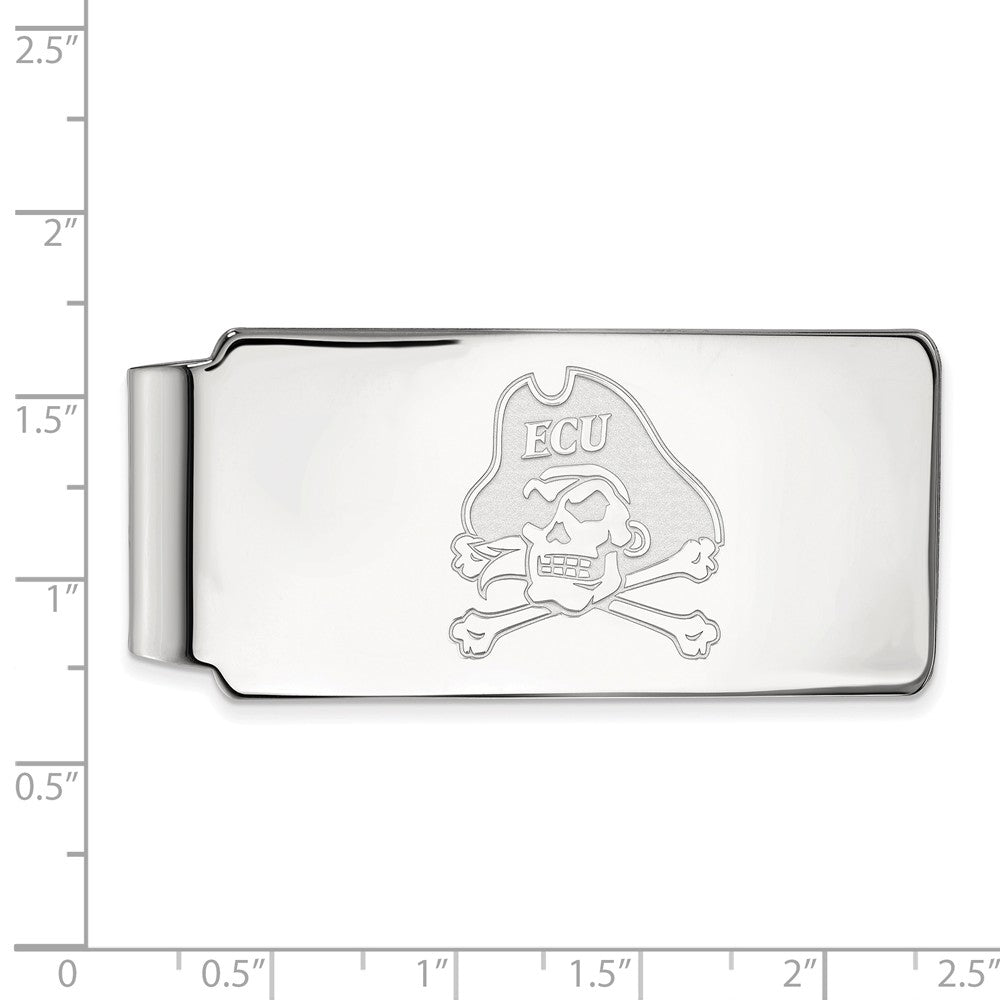 Alternate view of the 10k White Gold East Carolina U Money Clip by The Black Bow Jewelry Co.