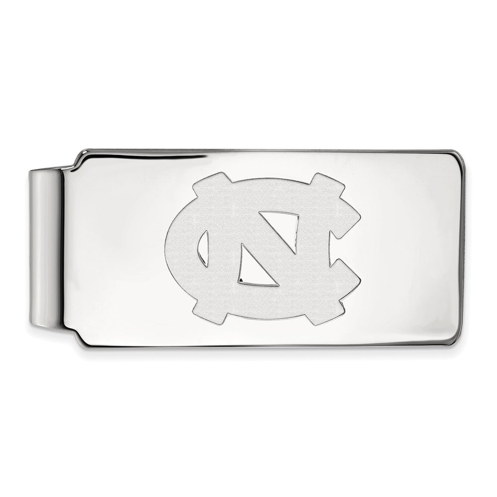 10k White Gold University of North Carolina Logo Money Clip, Item M9654 by The Black Bow Jewelry Co.