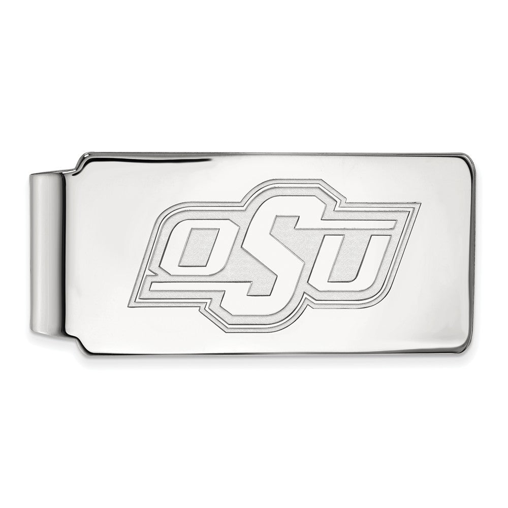 10k White Gold Oklahoma State Money Clip, Item M9660 by The Black Bow Jewelry Co.